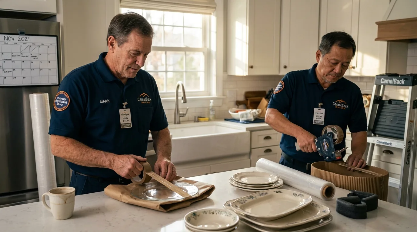 Professional crew packing kitchen dishware in Brigantine, NJ